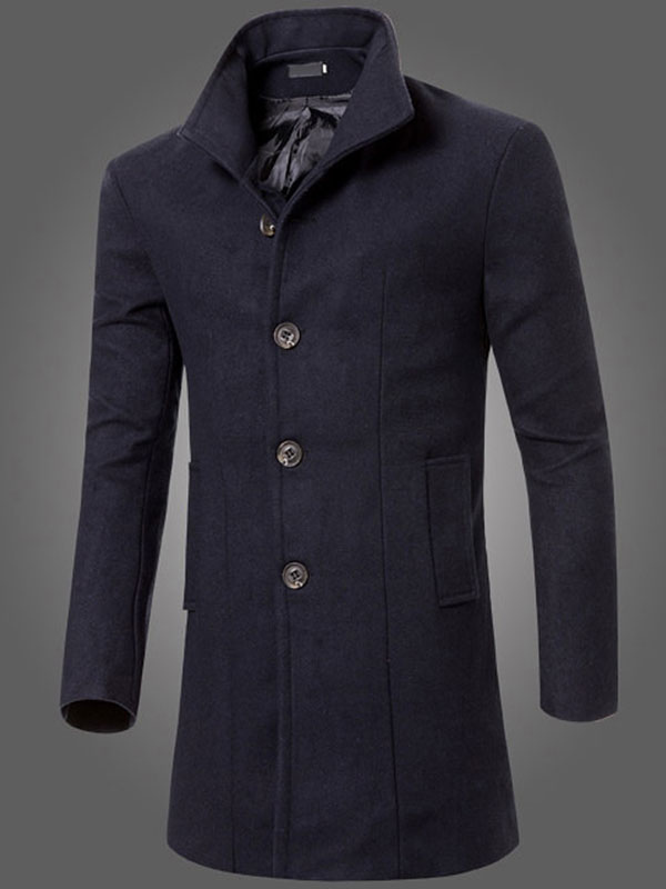 Men's Clothing Jackets & Coats | Men Jackets Coats High Collar Long Sleeves Artwork Casual Black Fashion Coats - TC13520
