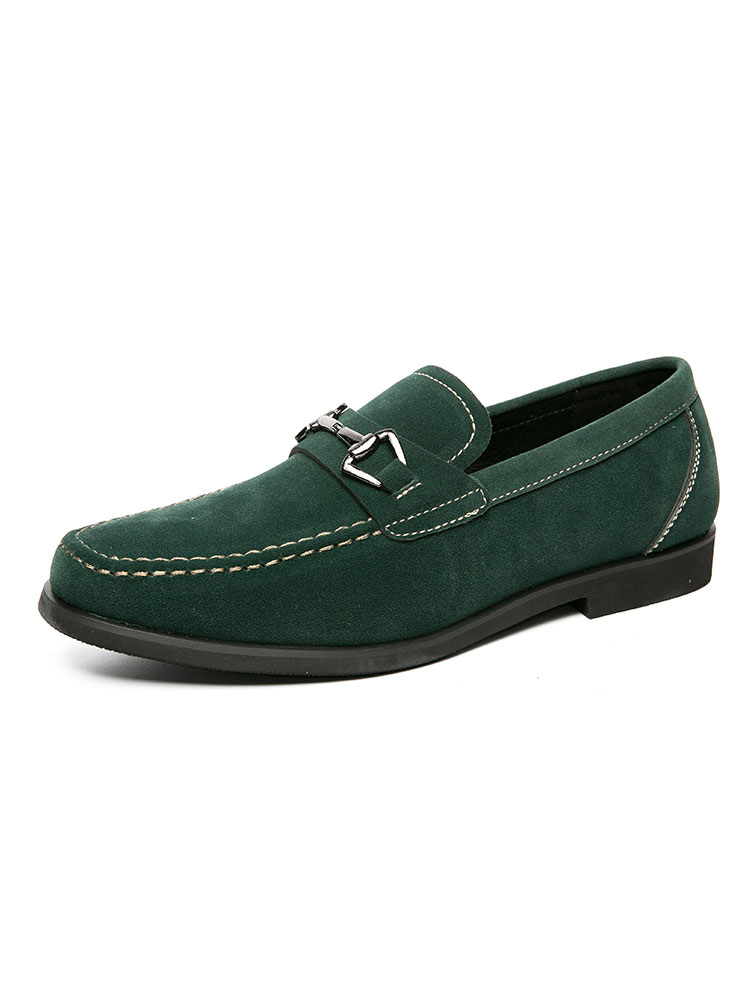 Zapatos de hombre | Mocasines para hombre Detalles metálicos populares Mocasines verdes sin cordones de poliuretano - EM01698
