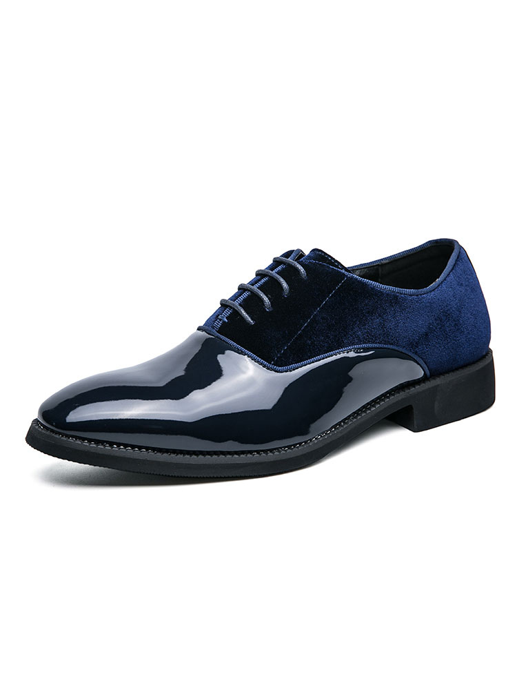 Zapatos de hombre | Zapatos de vestir para hombre Zapatos de traje azul de cuero PU ajustables con correa en punta de moda - KR19799