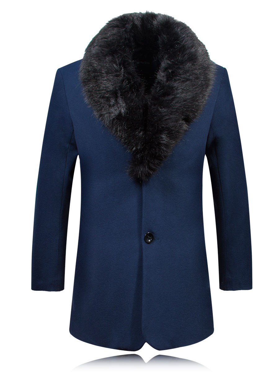 Men's Clothing Jackets & Coats | Men Jackets Coats High Collar Long Sleeves Regular Fit Artwork Casual Dark Navy Fashion Winter Long Coat - MT42876