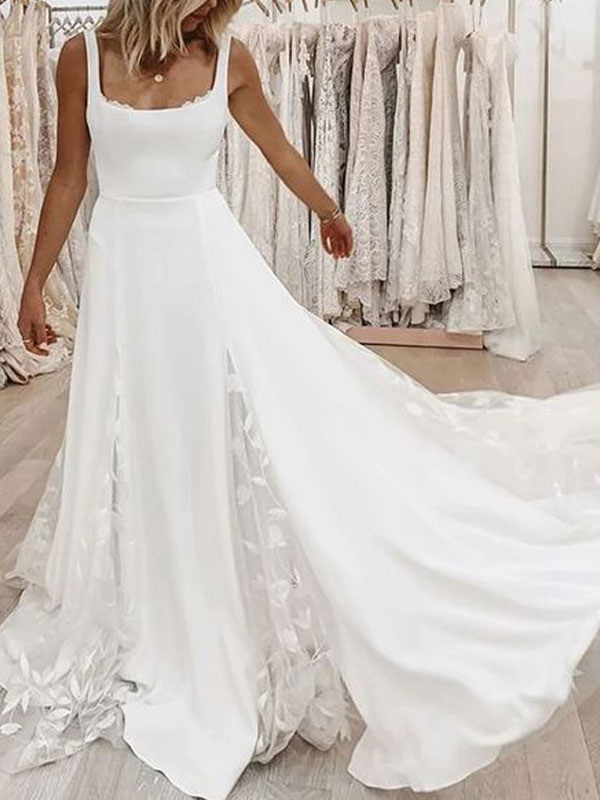 Women's Clothing Dresses | White Maxi Dress Straps Neck Sleeveless Polyester Floor Length Dress - SP69226