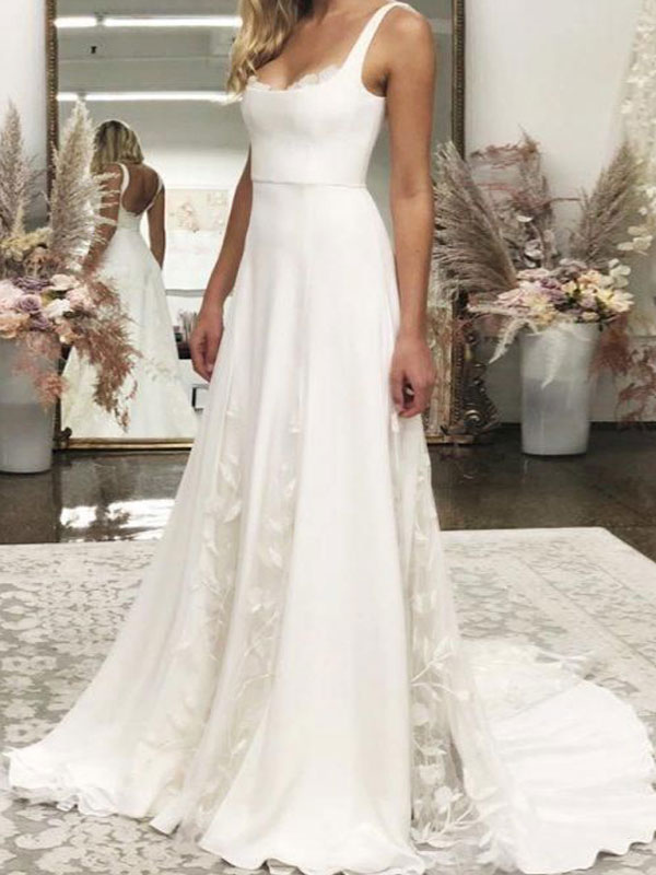 Women's Clothing Dresses | White Maxi Dress Straps Neck Sleeveless Polyester Floor Length Dress - SP69226
