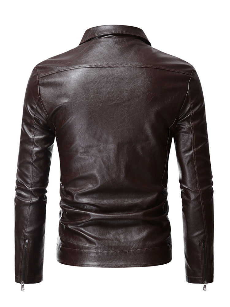 Men's Clothing Jackets & Coats | Leather Jacket For Men Casual Moto Fall PU Leather Black Fashion Jacket - BL73599