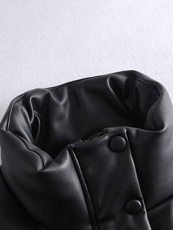Women's Clothing Outerwear | Women Puffer Coats Vest Black Wind Proof Stand Collar Buttons Zipper Sleeveless Oversized Outerwear Cozy Active Outerwear - VN05029