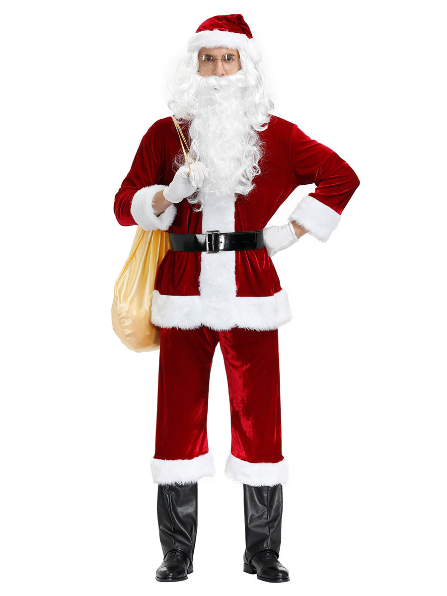 Santa Claus Costume Père Noël Costume Déguisement Complet Costume Adulte Chapeau 