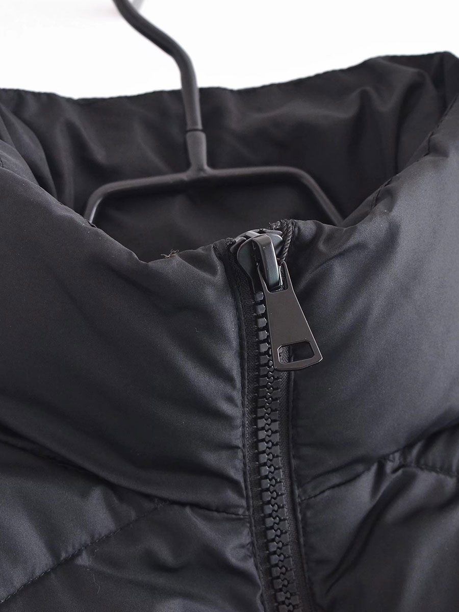 Women's Clothing Outerwear | Puffer Coats Black Wind Proof High Collar Zipper Long Sleeves Oversized Outerwear Cozy Active Outerwear - UZ29156