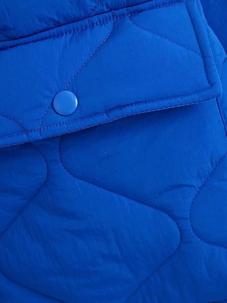 Women's Clothing Outerwear | Puffer Coats Blue Wind Proof Jewel Neck Buttons Front Button Long Sleeves Oversized Outerwear Cozy Active Outerwear - BB71981