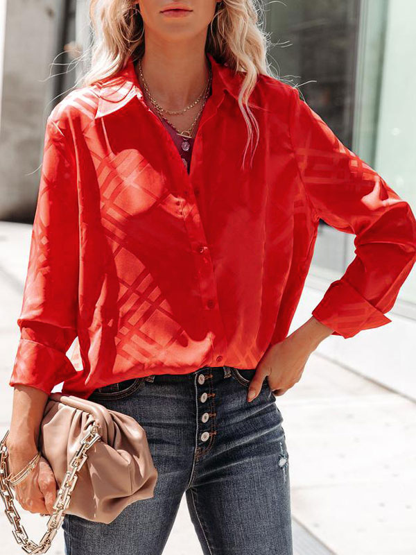 Women's Clothing Tops | Red Blouse For Women Polyester Square Neck Casual Long Sleeves Polyester Casual Summer Shirt - HG24891