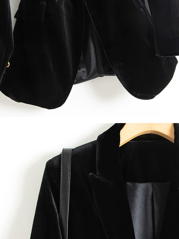 Women's Clothing Outerwear | Blazer For Women Modern Polyester Turndown Collar Long Sleeves Black Blazer Coat Cozy Active Outerwear - KY78652