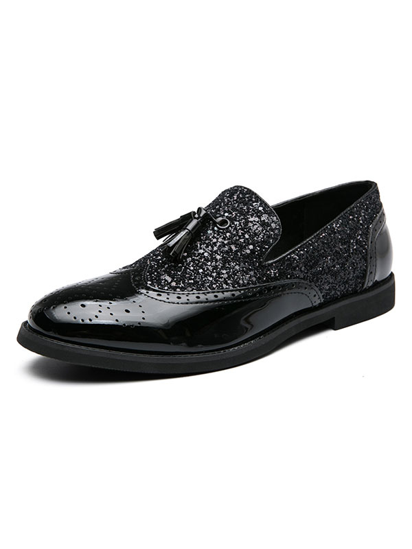 Zapatos de hombre | Mocasines negros para hombre Detalles de metal de cuero de PU populares Mocasines sin cordones - QK11596