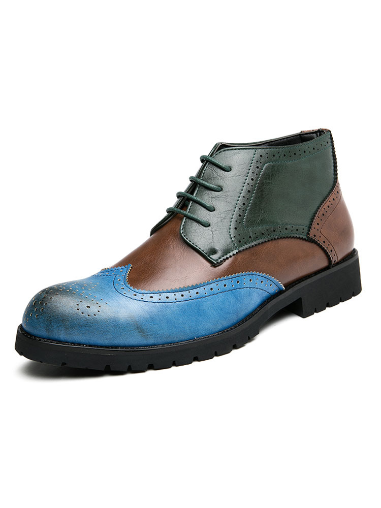 Shoes Men's Shoes | Men Color Block Wingtips Dress Boots - FF40646