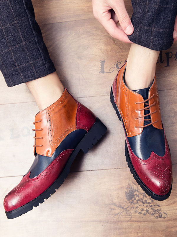 Shoes Men's Shoes | Men Color Block Wingtips Dress Boots - FF40646