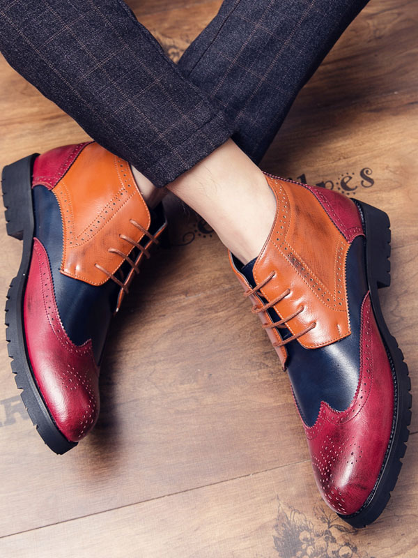 Shoes Men's Shoes | Men Color Block Wingtips Dress Boots - FF40646