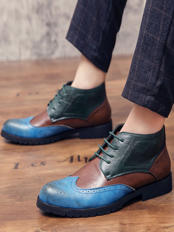 Shoes Men's Shoes | Men Color Block Wingtips Dress Boots - FF40646