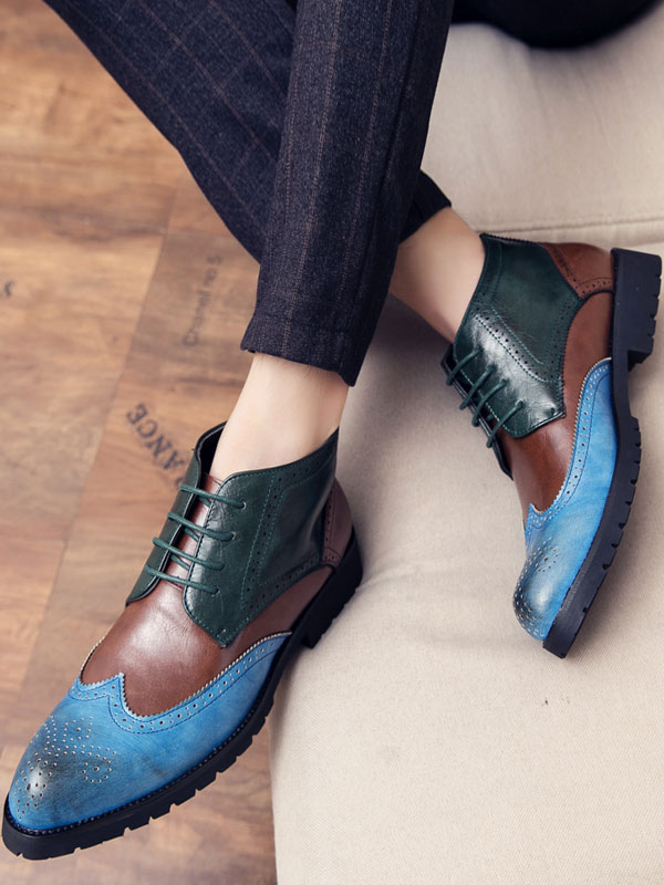 Shoes Men's Shoes | Men Color Block Wingtips Dress Boots - FF40646