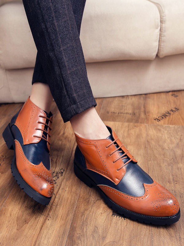 Shoes Men's Shoes | Men Color Block Wingtips Dress Boots - FF40646