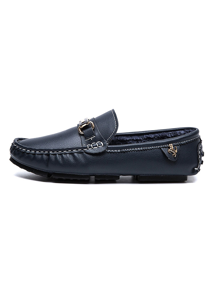 Zapatos de hombre | Mocasines para hombre Detalles metálicos sin cordones Mocasines de piel sintética con punta redonda - MZ85827