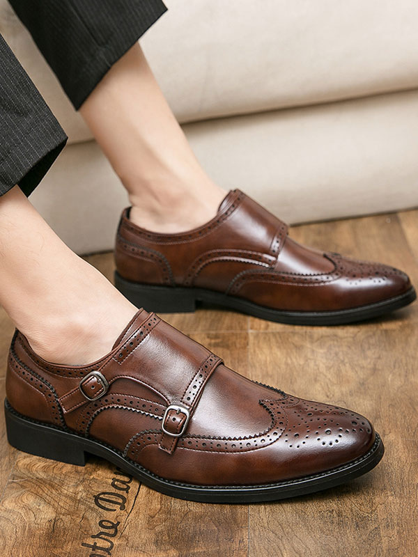 Shoes Men's Shoes | Men Monk Strap Wingtips Dress Loafers - FA63148