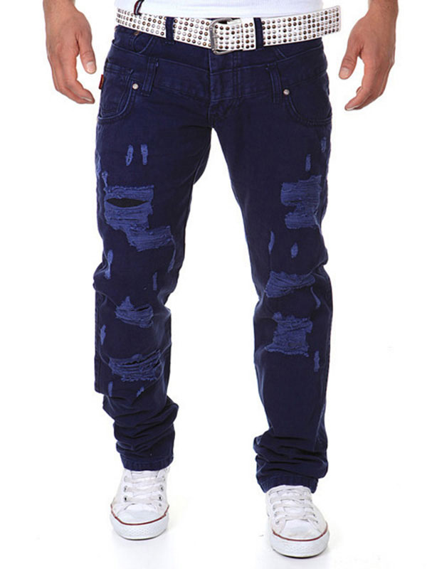 Men's Clothing Men's Pants | Pants For Men British Style Natural Waist Royal Blue Long Pants - VE40077