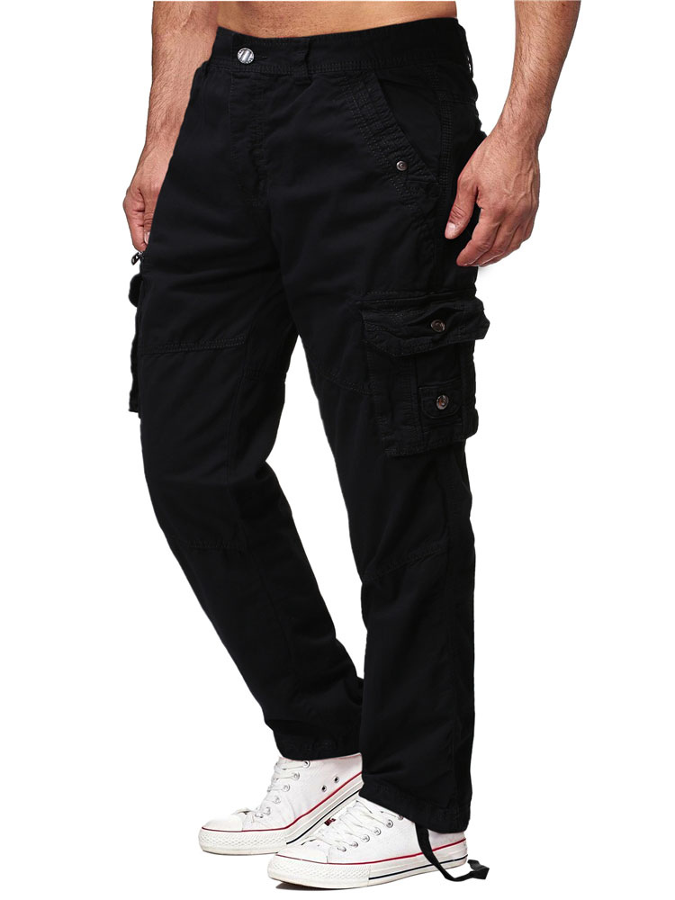 Men's Clothing Men's Pants | Pants For Men Casual Artwork Natural Waist Straight Black Long Pants - EG62044