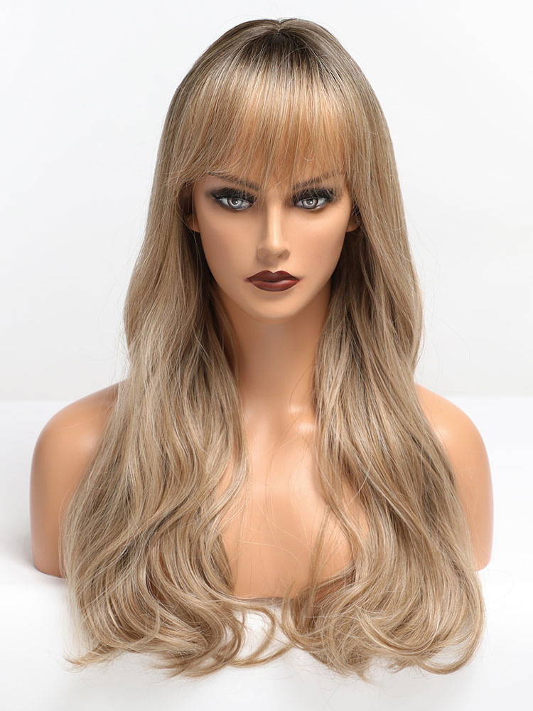 Women's Clothing Accessories | Long Wig For Woman Ombre Curly Heat Resistant Fiber Tousled Long Synthetic Wigs - WC36069