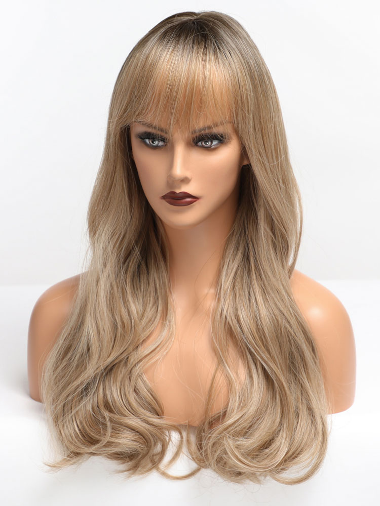 Women's Clothing Accessories | Long Wig For Woman Ombre Curly Heat Resistant Fiber Tousled Long Synthetic Wigs - WC36069