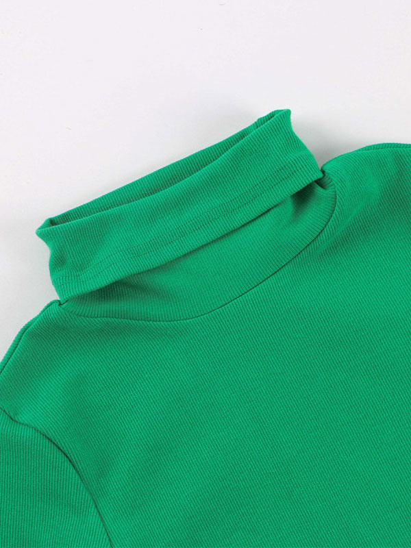 Women's Clothing Sweaters & Cardigans | Women Pullover Sweater Green High Collar Long Sleeves Stretch Polyester Sweaters - JO274