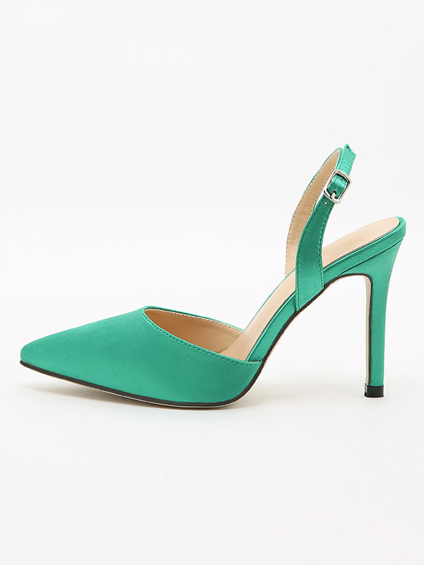 Zapatos de Mujer | Tacones destalonados para mujer Tacón de aguja Sandalias de satén de cuero PU Sandalias de tacón verde - CQ58069