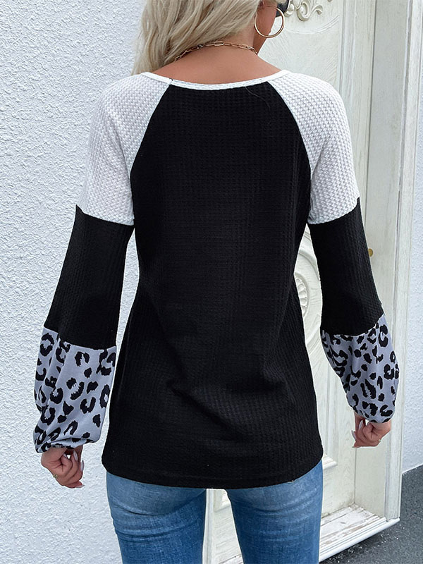 Mode Femme Tops | T-shirt Blouse Imprimé Femme à Col Rond avec Manches Longues Blouse Femme - VK16793