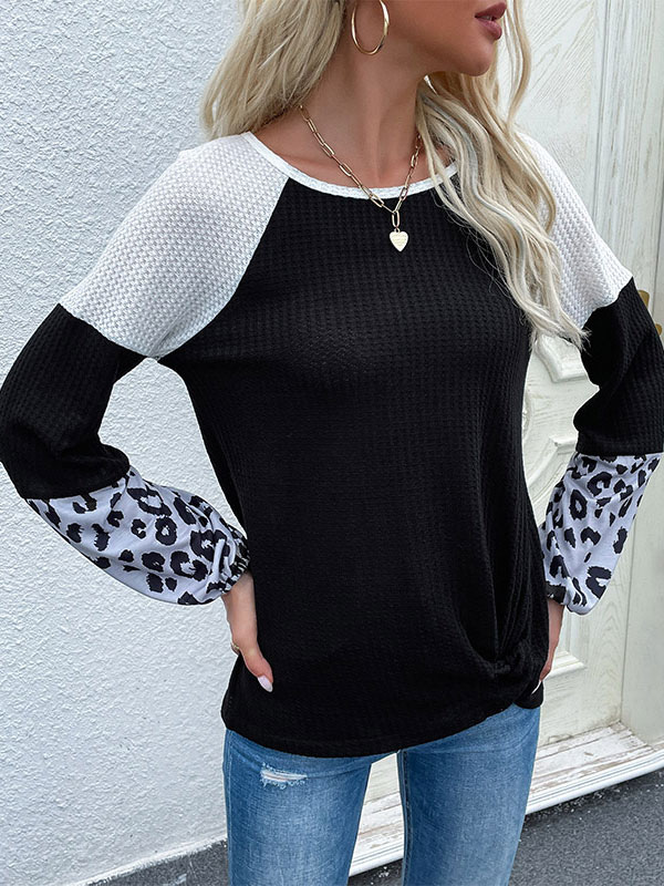 Mode Femme Tops | T-shirt Blouse Imprimé Femme à Col Rond avec Manches Longues Blouse Femme - VK16793