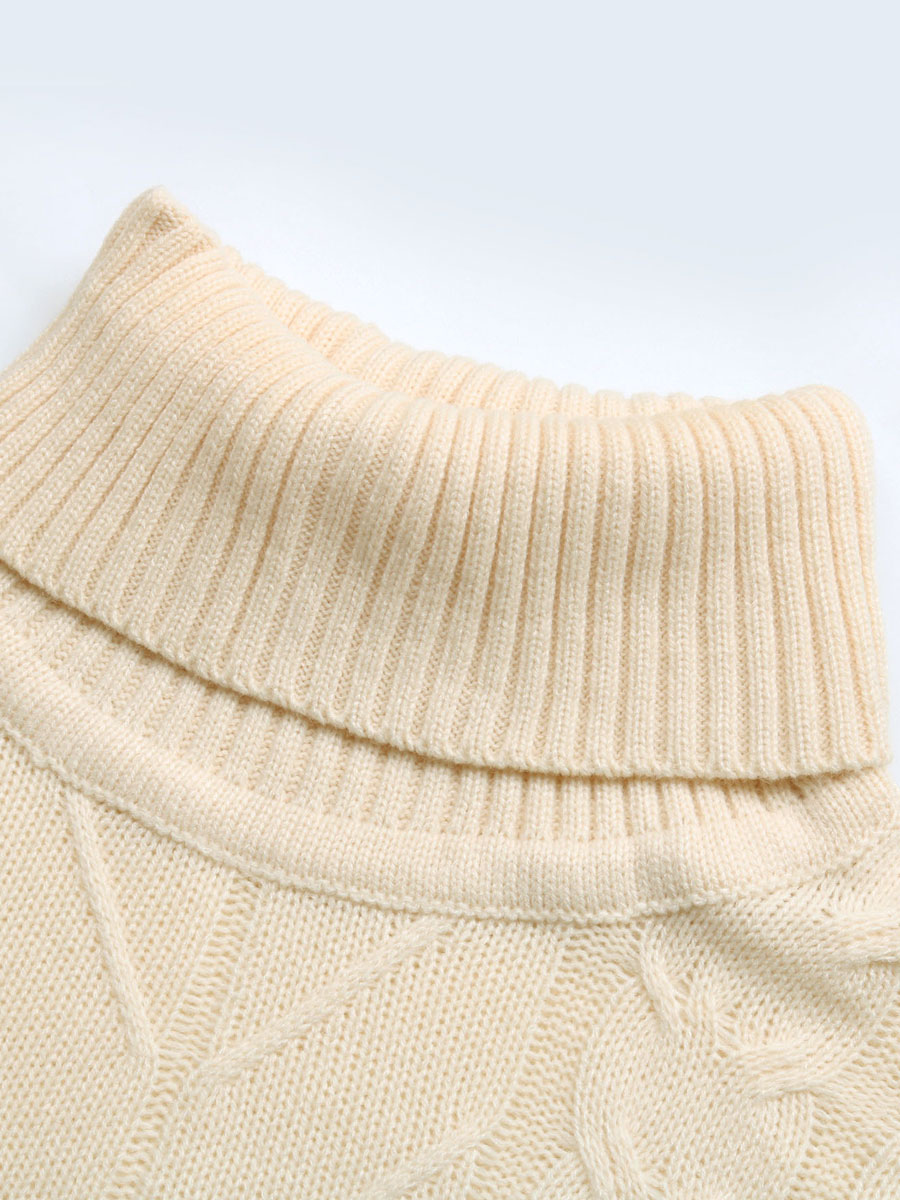 Women's Clothing Sweaters & Cardigans | Women Pullover Sweater Apricot Piping High Collar Short Sleeves Stretch Polyester Sweate