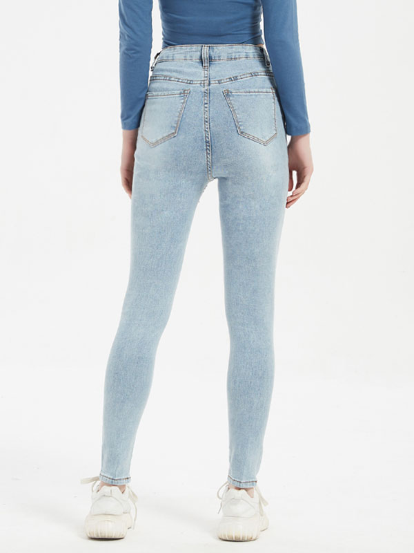 Women's Clothing Women's Bottoms | Women Jeans Cowboy Cut Out Raised Waist Zipper Fly Tapered Fit Denim Pants - CL96371