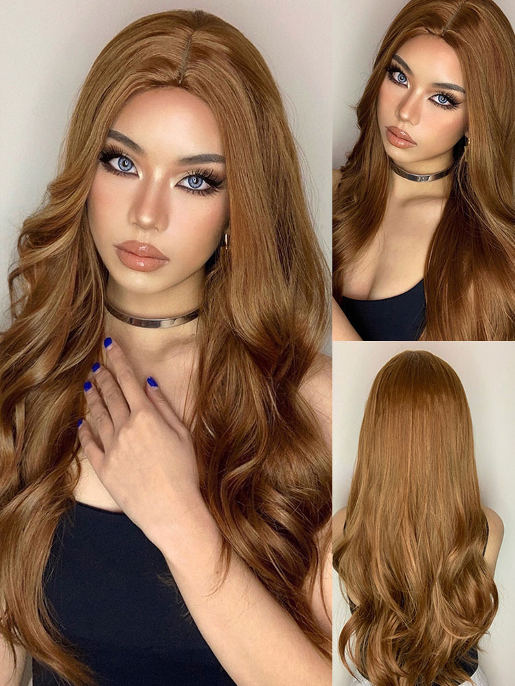 Women's Clothing Accessories | Women Long Wig Mahogany Curly Heat Resistant Fiber Layered Long Synthetic Wigs - BA93484