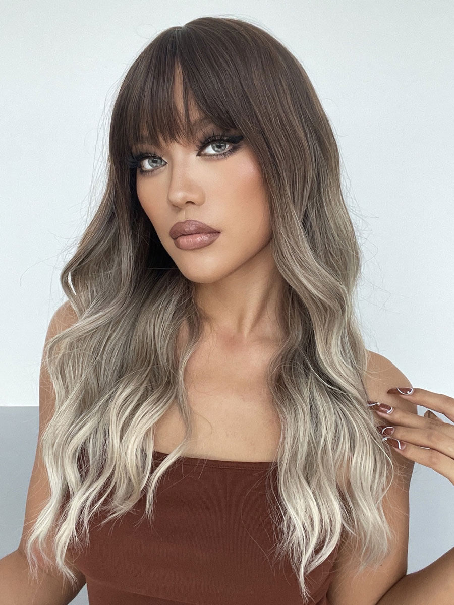 Women's Clothing Accessories | Long Wig For Woman Ombre Curly Heat Resistant Fiber Layered Long Synthetic Wigs - GS05664