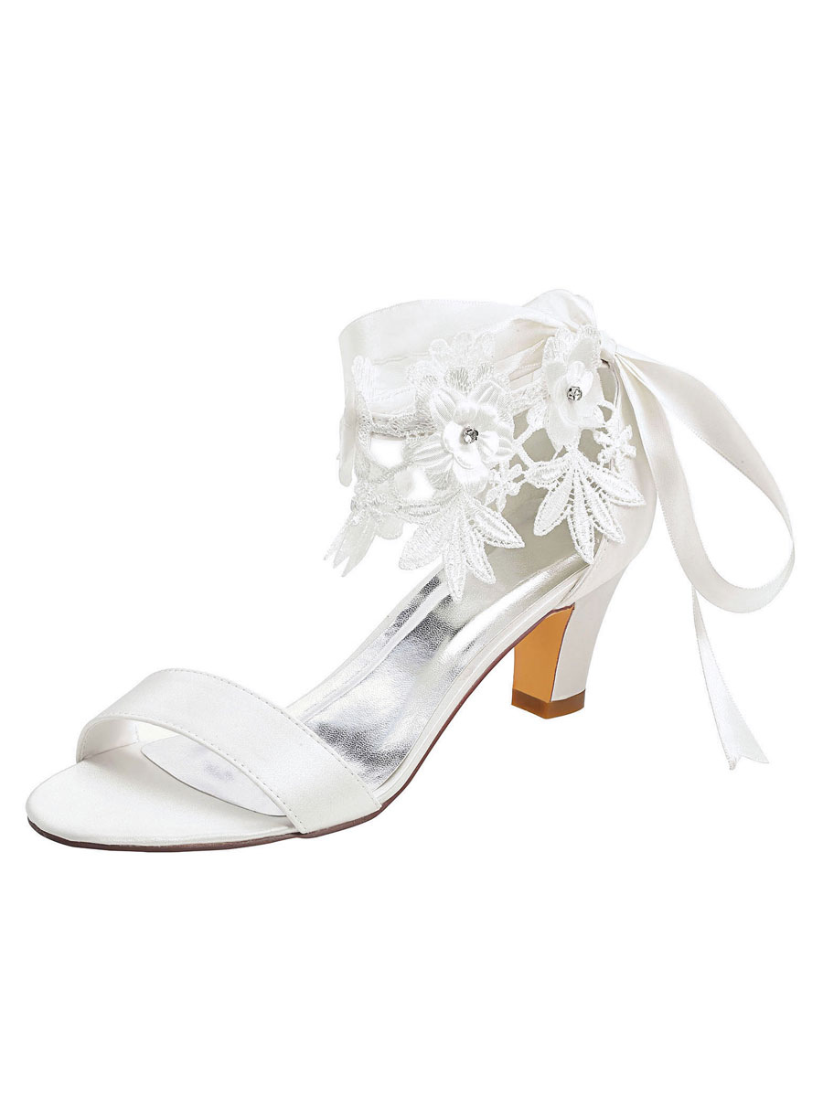 Shoes Occasion Shoes | Women's Lace Up Flowers Low Heel Bridal Sandals - UG70114