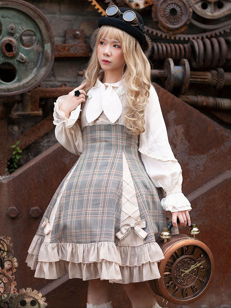 ロリータJSKドレスキャメルボウノースリーブポリエステルロリータ