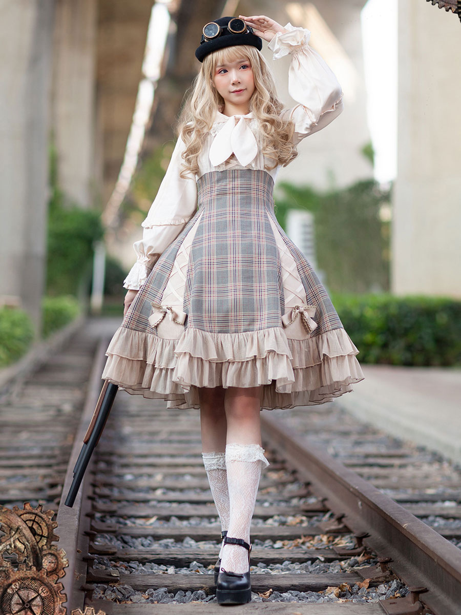 Classical Lolita JSK Dress Camel Bows Sleeveless Polyester Lolita Jumper  Skirt