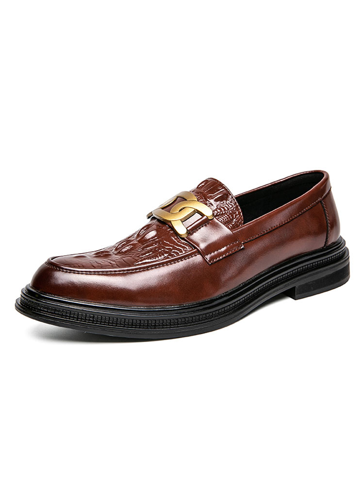 Zapatos de hombre | Zapatos para hombres para hombres PU Cuero Detalles de metal de punta redonda. Zapatos marrones - NI44673
