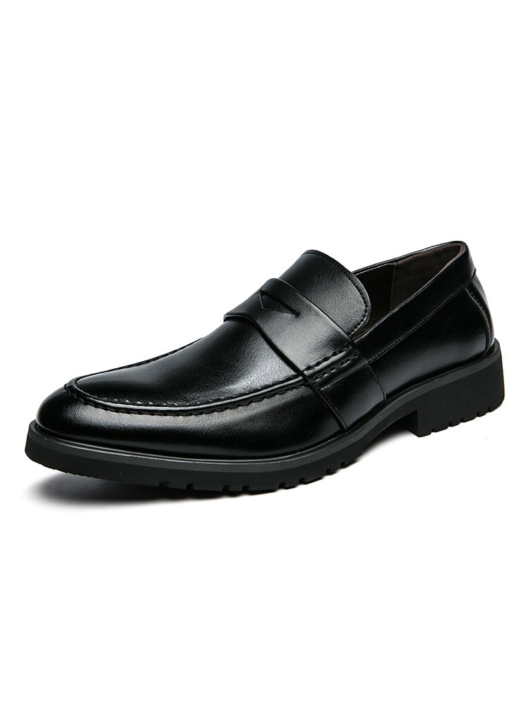 Zapatos de hombre | Zapatos mocasines para hombre Cuero de PU Monk Strap Slip-On Low-Tops Black Shoes - HI17012