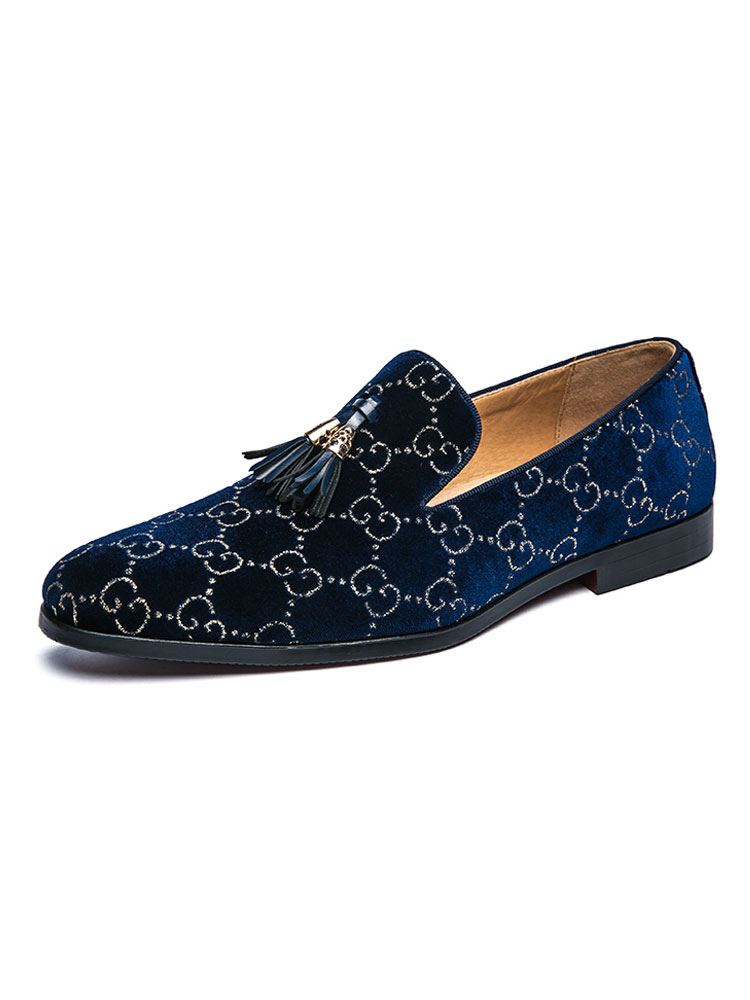 Shoes Men's Shoes | Men Loafer Shoes PU Leather Pom Poms Slip-On Low Tops Blue Loafers - NJ67541