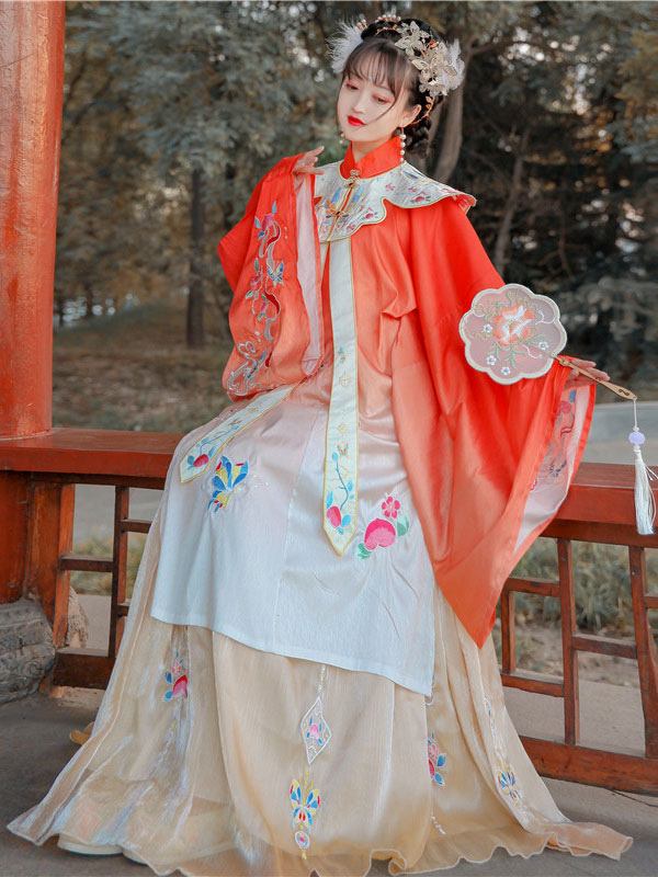 Lolita Dress Cosplay Chinese Print Bow Chiffon Embroidery Long Sleeves Skirt 