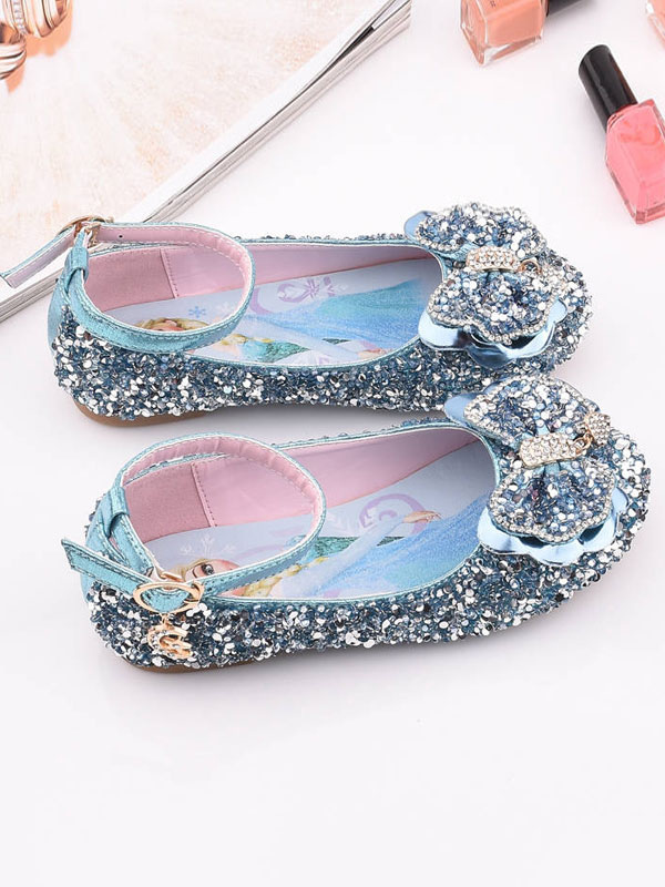 Shoes Occasion Shoes | Flower Girl Shoes Sequined Bow Ankle Strap Flats - OD70659