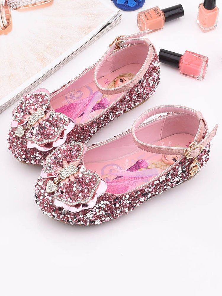 Shoes Occasion Shoes | Flower Girl Shoes Sequined Bow Ankle Strap Flats - OD70659