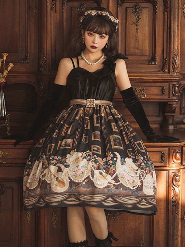 Gothic Lolita JSK Dress Burgundy Sleeveless Polyester Daily Casual Jumper  Skirt Dark Lolita Dress - Lolitashow.com