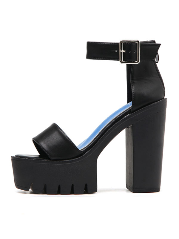 Dream Pairs Sandali Donna Con Plateau E Tacco 6 Cm - Nero, Taglia 41, Con Cinturino Elastico E Plantare Imbottito