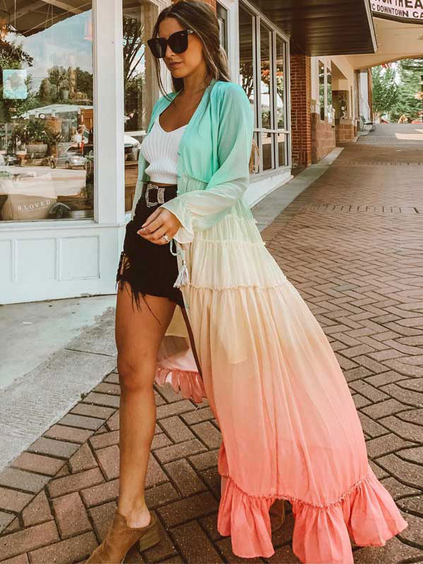 ombre maxi dress with sleeves