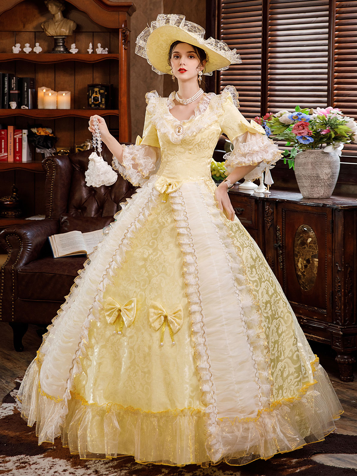 中世 ドレス 女性用 プリンセス 貴族ドレス ホワイト 半袖 バロック風 祝日 レトロ ヨーロッパ 宮廷風 中世 ドレス・貴族ドレス