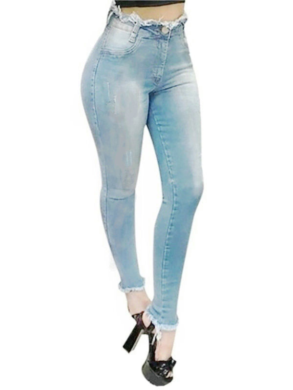 Women's Clothing Women's Bottoms | Pants Blue Denim High Rise Waist Trousers - VJ52949