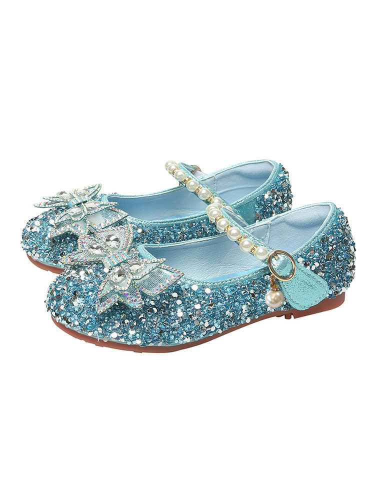 Shoes Occasion Shoes | Girls Glitter Pearls Mary Jane Flat Flower Girl Shoes - WF76548