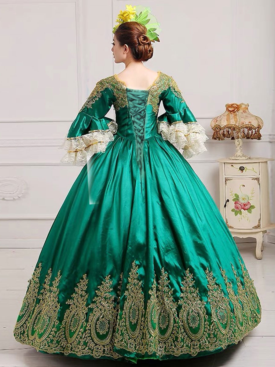 Victorian Dress Costume Women's Green Baroque Masquerade Ball Gowns ...